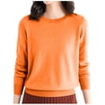 thumbnail image 1 of TJAZFJPA Chandails d'Automne pour Femmes 2024, T-Shirt Court en Laine, Col Rond, Manches Longues, Voyage, Randonnée, Pull, Chandails d'Automne pour Femmes 2024, Citrouille, 1 of 8