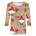 thumbnail image 4 of T-shirts pour Femmes Femmes Décontracté Imprimé Noël Ample Manches Trois Quarts Col Rond Hauts T-Shirts en Liquidation, 4 of 5