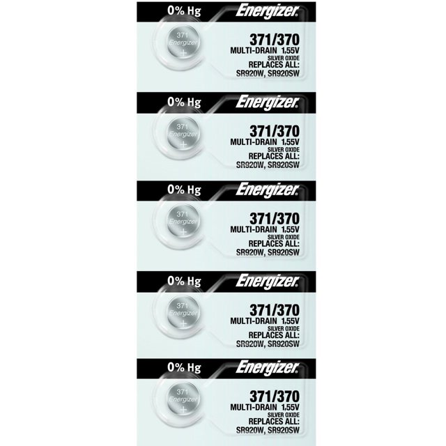 Energizer 371/370 SR920/W/SW Silver Oxide Watch Battery (5 Pack)