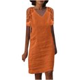 thumbnail image 1 of FAIWAD Robes en Coton et Lin pour Femmes, Dentelle Patchwork, Col en V, Robe à Épaules Dénudées, Robe d'Été Décontractée pour la Plage, 1 of 5