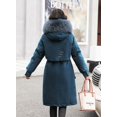thumbnail image 4 of Ladies long down cotton winter warm jacket coat with detachable plush lining, 4 of 4