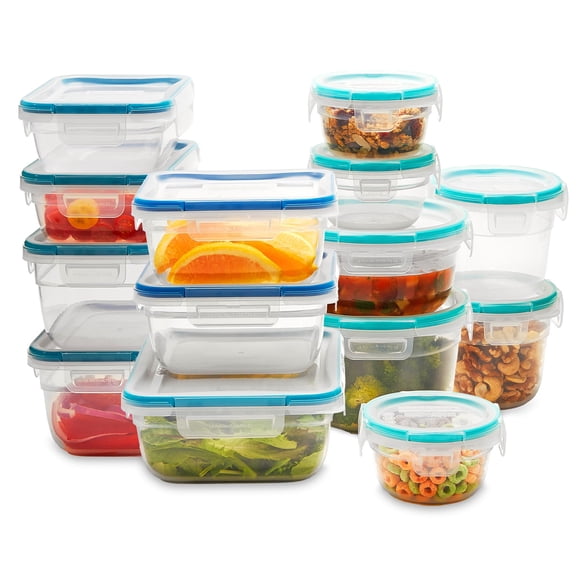 Snapware Plastic Total Solutions (14-Pack, Mixed Sizes) Food Storage Containers Set, Airtight & Leakproof Plastic Locking BPA-Free Lids Tupperware, Freezer Dishwasher Microwave Sa