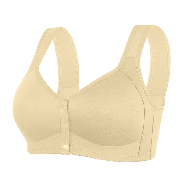 Timegard Womens Bras Front Closure Button Wide Strap Full Support Comfort Bralette Wirefree Daily Bras