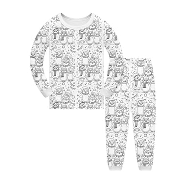LUOGENLI Girls Pajamas Size 6 Bows Kids Hand Drawn Print Pajama for Girls and Boys Festive Holiday Family Matching Nightwear Outfit White Size 7-8 Years