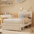 thumbnail image 4 of Eastvita Beige Queen Size Princess Bed Frame with LED Headboard/Storage Drawers - Adjustable Boucle Platform Bed for Girls/No Box Spring Needed, 4 of 7
