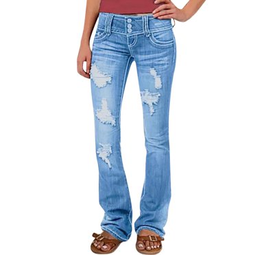 adviicd Jeans Skinny pour Femmes Jeans Taille Haute Baggy en Denim avec Poches avant Bleu Clair,S
