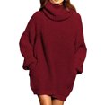 thumbnail image 1 of Women's Loose Oversize Turtleneck Wool Long Pullover Sweater Dress, 1 of 5