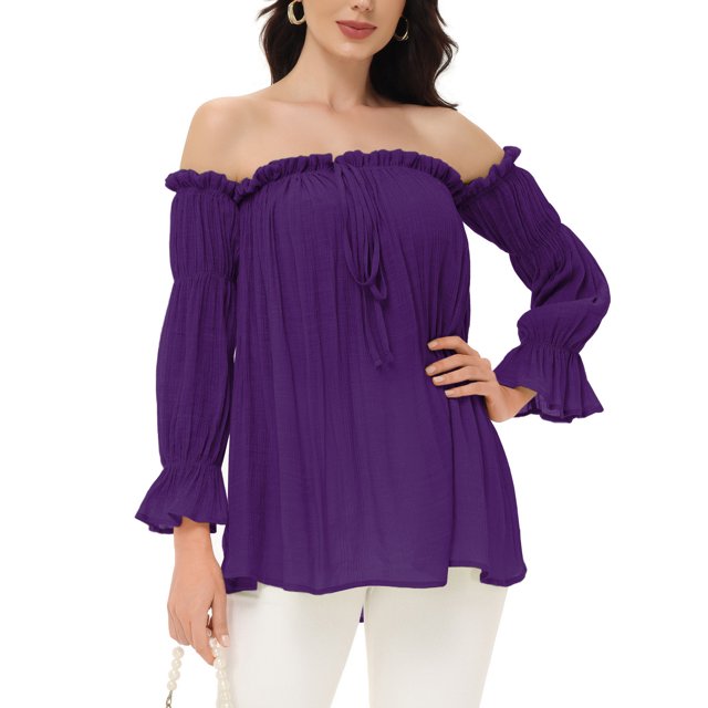 Haut à Épaules Dénudées Renaissance pour Femmes, Blouse de Costumes, Chemise Bohème Paysanne