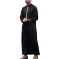 thumbnail image 1 of Wdgfv Caftan pour Homme Thobe Coton Manches Longues Brodé Col Montant Arabe Ample Robe pour Homme, 1 of 4