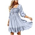 thumbnail image 2 of Gspmoly Robe pour Femme, Robe à Encolure Carrée pour Femme, Mode Décontractée, Tempérament, Cordon de Serrage, Dos Ajouré Ouvert, à Lacets, Manches 3/4, Coupe Ajustée, Robe Aguichant, Robes Habillées pour Femme jusqu'à 60 % de Rabais, 2 of 6
