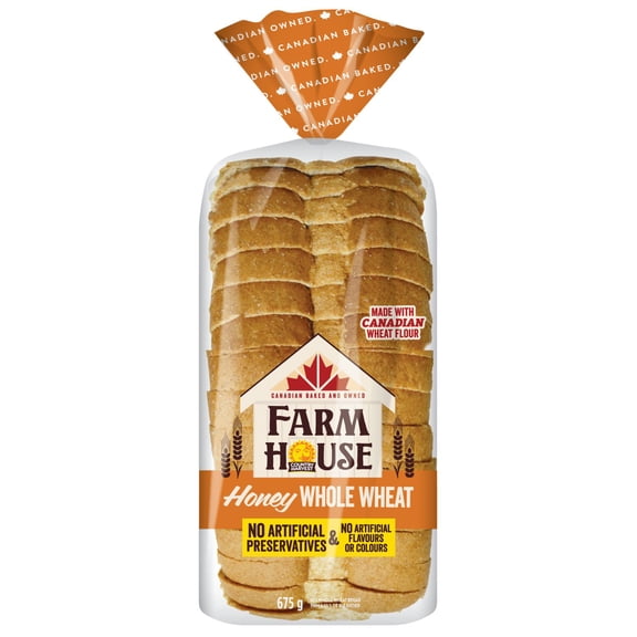 Farmhouse Honey Whole Wheat Bread, No Artificial Preservatives, Flavours or Colours, 675 g