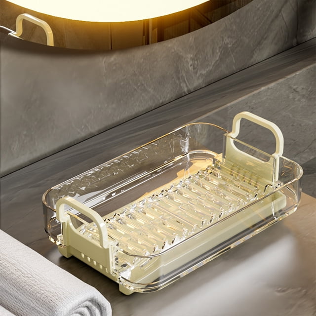 Rvkxad Quick-Dry Soap Storage Rack, Tilt Design Soap Holder with Non-Slip Base, Bathroom Kitchen Organizer