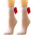 thumbnail image 4 of CEHVOM Women Mesh Breathability Big Bow Net Socks Short Fishnet Thin Socks Stockings, 4 of 6
