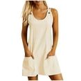 thumbnail image 1 of biudgviw Robe Débardeur pour Femme Sans Manches à Encolure Dégagée à Boutons à Bretelles Robe Tunique Mini à Rayures Robe Courte Décontractée d'Été, 1 of 7
