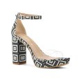 thumbnail image 1 of BLISSFUL STEP Women's Shoes Colorful Platform Chunky Heels Ankle Strap Clear Open Toe Sandals Gray 9, 1 of 8