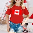 thumbnail image 2 of T-shirt à Manches Courtes pour Filles de la Fête du Canada, Col Rond d'Été, Coupe Décontractée, Chandails de Base, 2 of 4