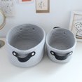 thumbnail image 2 of Wweixi Panier de Rangement avec Poignées Contenant en Corde de Coton Tressée Articles Divers Collations Porte-Clés Tiroir Cosmétique Étagère Commode Gris G, 2 of 6