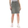 thumbnail image 1 of Unique Bargains Women's Basic Distressed High Waist Ripped Hem Washed Denim Skirt, Grey, S, 1 of 6