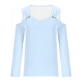thumbnail image 4 of Yuyuzo Womens Tunic Tops Cold Shoulder Long Sleeve Shirts Loose Solid Color Lightweight Tee Tops, 4 of 5