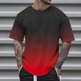 thumbnail image 1 of Qertyioot Grand et Grand Été Mode Casual Hommes Col Rond Imprimé T-shirt Top, 1 of 5