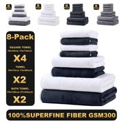 Tyidzon Bathroom Towel Set 8 Pack, 2 Bath Towels, 2 Towels and 4 Hand Towels for Bathroom, Soft Quick Drying and Highly Absorbent Towels for Gym, Shower, Hotel, and Spa