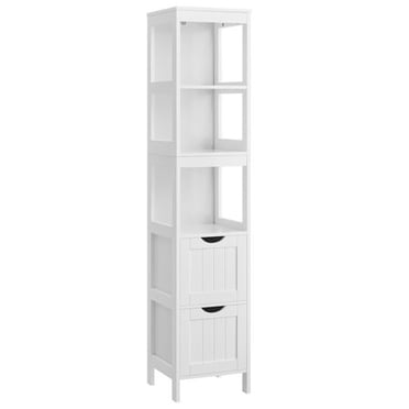 VASAGLE Maximize Corner Space Slimline Bathroom Floor Cabinet with Drawers and Open Shelves