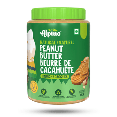Alpino Peanut Butter Crunch | 1Kg | Made with Roasted Peanuts | No Added Sugar and Salt | Peanut Butter Crunchy