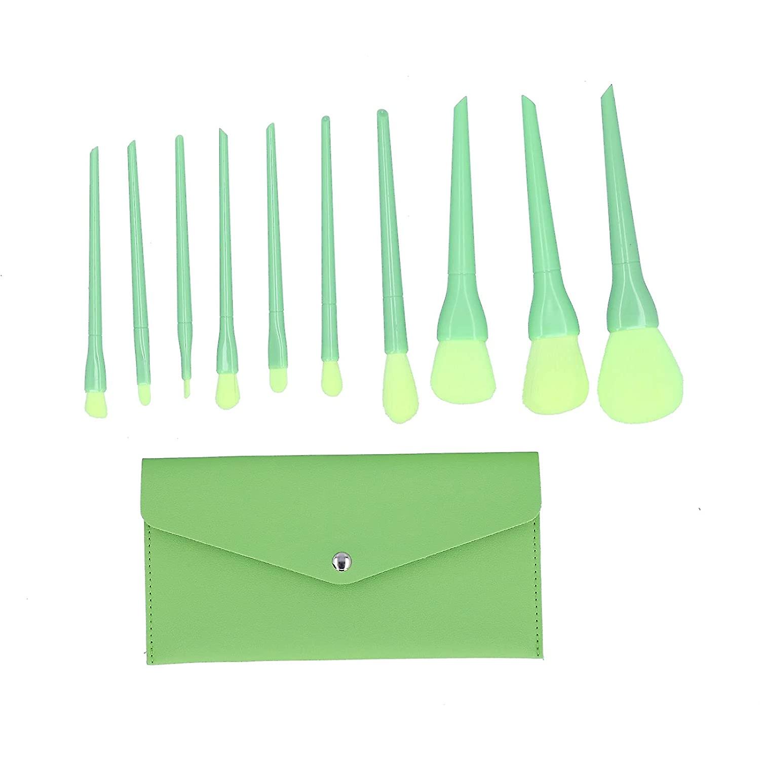 Professional Make Up Brush Set Brush Set Makeup Cosmetics Brush Set Soft Hair Rouge Loose Powder Brush Makeup Tool with Pocket Green