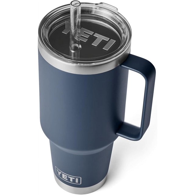 YETI Rambler Tasse en Paille 42 oz, Isolée sous Vide, Acier Inoxydable, Bleu Marine