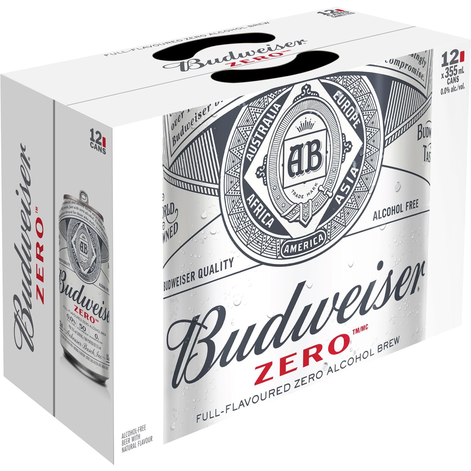 Budweiser Zero Non-Alcoholic Beer, 355 Ml Cans, Pack Of 12, Full-Flavoured, 0.0% 355 Ml