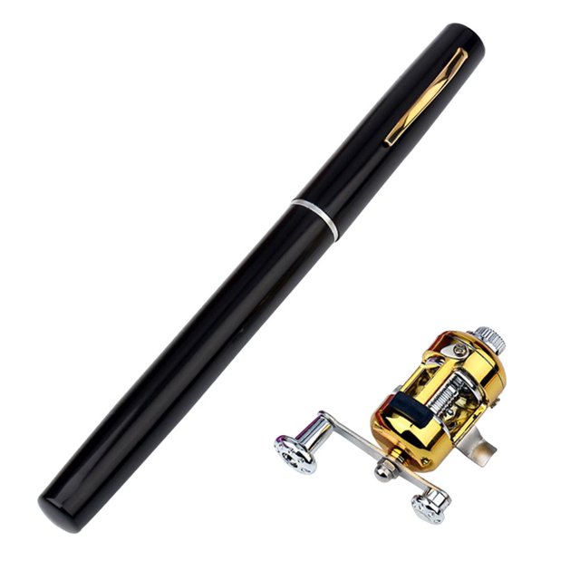 S SERENABLE 5-section Mini Folding ing Rod Reel Combo Set Pocket Collapsible ing Kit Black