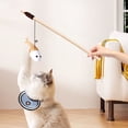 thumbnail image 4 of JilgTeok 4 Packs Pet Cat Teaser Toys Wooden Handles Cats Teasing Sticks Elastic Ropes Cotton and Linen Cloth Toy with Feather Bells Cats Toys Suitable for Cats Interaction Clearance, 4 of 6