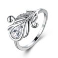 thumbnail image 1 of Bague Queue de Paon Incrustée, Coupe Goutte, Zircon Arc-en-Ciel, Élégante Bague de Promesse pour Doigt, 1 of 5