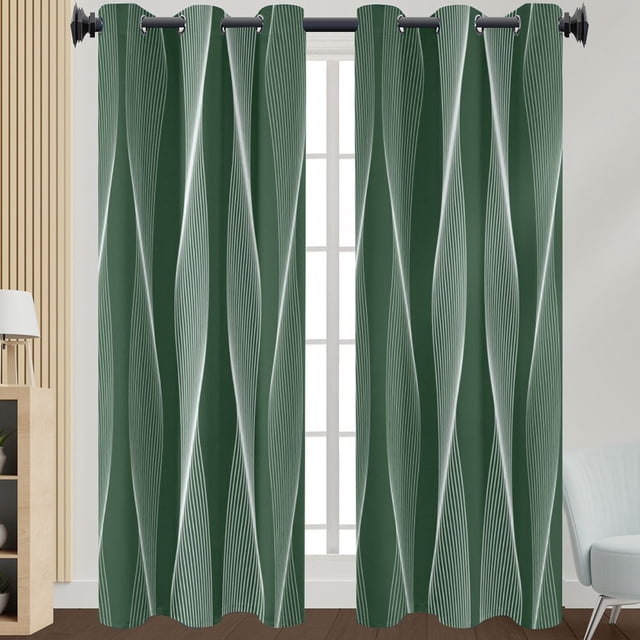 Innerwin Rideaux pour Fenêtres Écoénergétiques Assombrissants, Panneaux à Oeillets, Rideau de Luxe Occultant pour Fenêtre, Isolé Thermiquement, Moderne, Protection UV, Intimité, Vert 132*182 cm