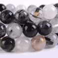 thumbnail image 2 of Bracelet Extensible Unisexe en Perles Rondes de 10 mm avec Pierre Précieuse de Tourmaline Noire Naturelle Rutilée en Quartz 7 Pouces, 2 of 2