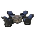 thumbnail image 1 of Noble House Alhambra Ensemble de 5 Pcs Chaise Pivotante Extérieure et Foyer en Brun Foncé, 1 of 38