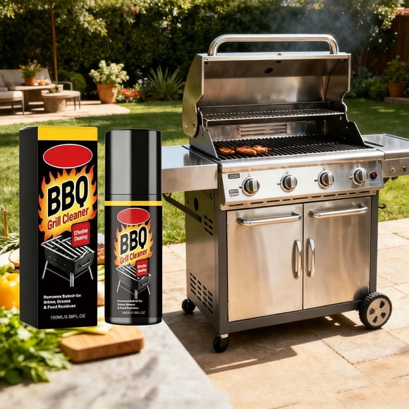 Kadlawus BBQ Grill Cleaner Spray, Heavy-Duty Degreaser Fast-Acting for Removing Baked-On Grime Grease, Safe for Gas, Charcoal Grills