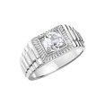 thumbnail image 4 of RYLOS Men's Ring 14K White Gold Ring, 7MM Round Shape Gemstone Designer Style Rings White Topaz April Birthstone Rings Gold Size 9, 4 of 7