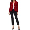 thumbnail image 2 of INSPIRE CHIC Blazer en Velours Vintage pour Femme, Revers Cranté, devant Boutonné, Veste de Bureau, S Rouge, 2 of 6