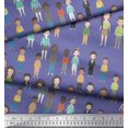 thumbnail image 2 of Soimoi Purple Poly Georgette Fabric Crowd Theme Human Figure Print Fabric by Yard 42 Inch Wide, 2 of 5