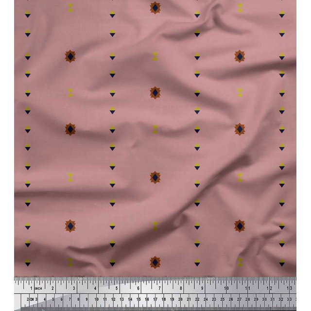 Soimoi Pink Poly Georgette Fabric Butidar Jamdani Print Fabric by the Yard 52 Inch Wide
