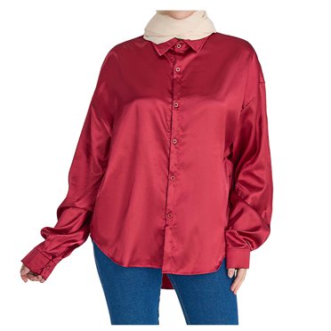 AherBiu Business Casual Tops for Women Satin Long Sleeve Button Down Shirts Elegant Ladies Lapel V Neck High Low Blouse