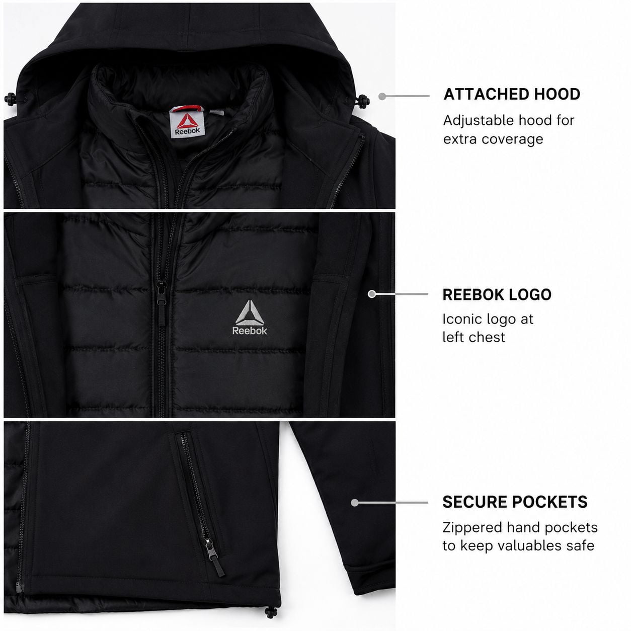 Reebok Men's Soft Shell System Jacket, Sizes S-XXL