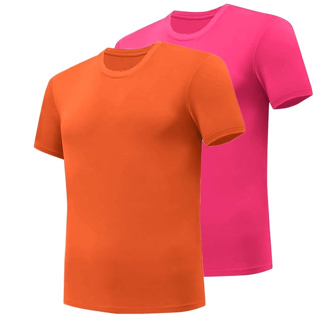 AherBiu 2PCS Workout Mens T-Shirts Gym Undershirts Crewneck Short Sleeve Basic Cotton T Shirts Solid Color