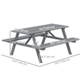 thumbnail image 3 of Outsunny Wood Picnic Table Set with Built-in Benches Umbrella Hole Grey, 3 of 10