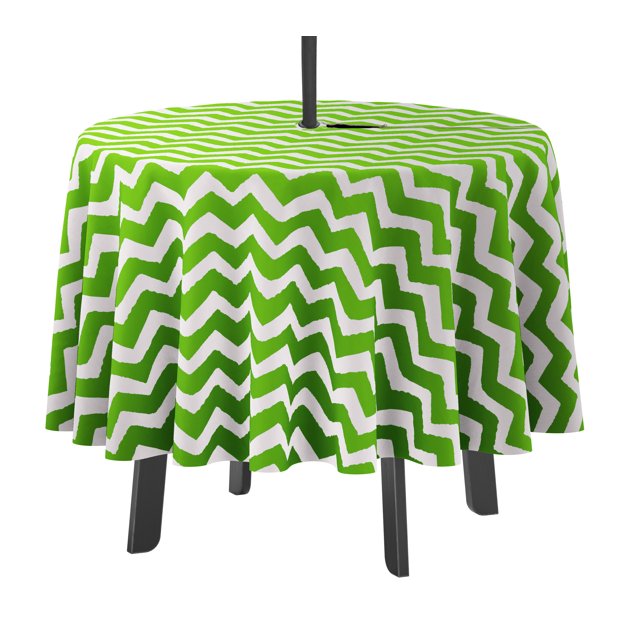 Vargottam Indoor/OutdoorRoundTablecloth 58 InchTablecloth With Umbrella Hole & Zip, Waterproof TableCloth, TableCovers For Backyard Table -Green