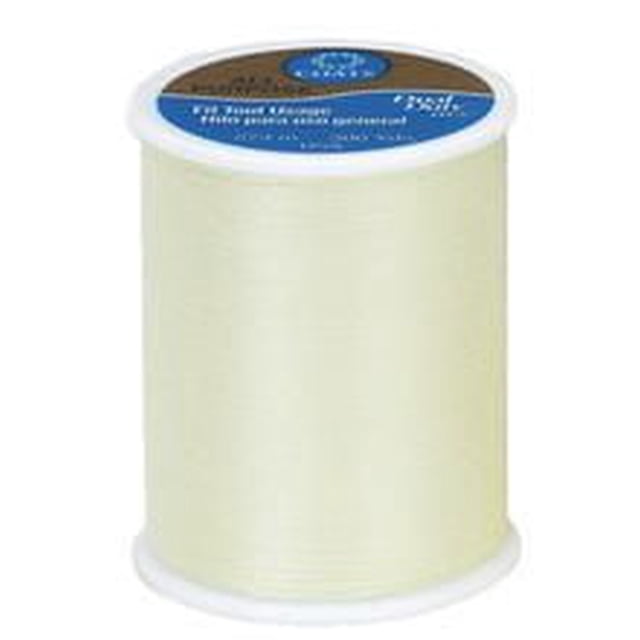 Coats & Clark™ All Purpose 100% Polyester Thread spool in cream color, 300 yards of medium-weight corespun polyester thread for durable seams on woven or knit fabrics including cotton, denim, and jersey, suitable for machine or hand sewing and crafts.