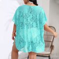 thumbnail image 4 of Pisexur Robe à Manches Courtes à Col en V pour Femme, Robe de Plage Unie à Manches Courtes avec Empiècements Ajourés, Chemise de Couverture Surdimensionnée, Robe à Manches Courtes pour Femme, Jupe pour Femme, 4 of 4