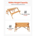 thumbnail image 3 of VEVOR Ensemble de Table de Pique-Nique 2-en-1 Transformable Interchangeable Table en Bois Banc Extérieur, 3 of 9