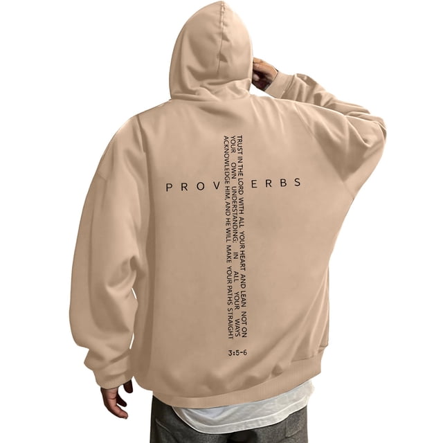 Chandail à Capuchon Rétro pour Hommes avec Verset Graphique, Tenue Décontractée Inspirante pour Croyants, Chandail Confortable à Enfiler